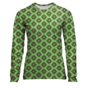 Жіночий 3D лонгслів з ромбових візерунком на салатовому фоні