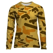 Жіночий 3D лонгслів з задумливим емодзі