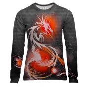 Жіночий 3D лонгслів з білим драконом