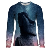 Женский 3D лонгслив со статуей на фоне космоса