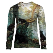 Жіночий 3D лонгслів з картиною "Ведмедики в лісі"