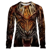 Женский 3D лонгслив с  рычащим тигром