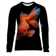 Женский 3D лонгслив с золотой рыбкой