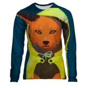 Женский 3D лонгслив с лисой под дождем