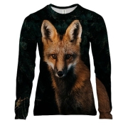 Женский 3D лонгслив с лисой в лесу