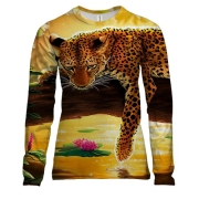 Жіночий 3D лонгслів з тигром в джунглях