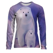 Женский 3D лонгслив с белыми медведями