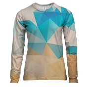 Жіночий 3D лонгслів з жовто-синіми полігонами