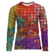 Жіночий 3D лонгслів з червоним гранж малюнком