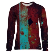 Жіночий 3D лонгслів з червоно-білою стіною