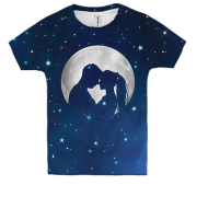 Дитяча 3D футболка Силует закоханих на місяць