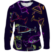 Мужской 3D лонгслив с разными коктейлями