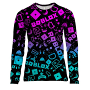 Жіночий 3D лонгслів ROBLOX neon logo pattern
