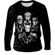 Мужской 3D лонгслив Черно-белые герои - JJBA