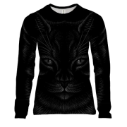Женский 3D лонгслив с контурным котиком