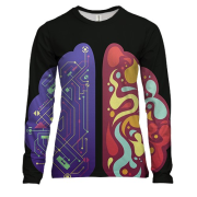 Женский 3D лонгслив с двумя полушариями мозга