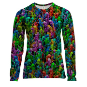 Жіночий 3D лонгслів Різнокольорові скелетики