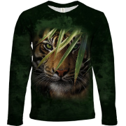 Дитячий 3D лонгслів Тигр у зелені