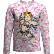 Дитячий 3D лонгслів Купідон у серцях