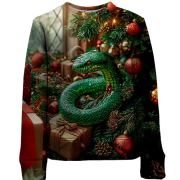 Дитячий 3D світшот Новорічна змія з подарунками