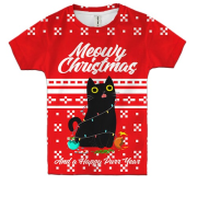 Детская 3D футболка Meowy Christmas