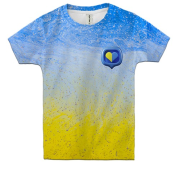 Детская 3D футболка "Абстрактные волны в цветах флага"