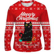 Чоловічий 3D лонгслів Meowy Christmas