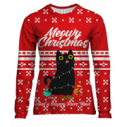Жіночий 3D лонгслів Meowy Christmas