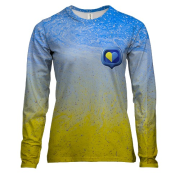 Жіночий 3D лонгслів "Абстрактні хвилі в кольорах прапора"