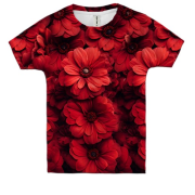 Детская 3D футболка с красными хризантемами
