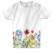 Детская 3D футболка с цветочным орнаментом понизу
