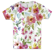 Детская 3D футболка с акварельными цветами