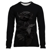 Женский 3D лонгслив с черной розой