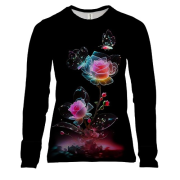 Женский 3D лонгслив со сказочной розой