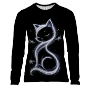 Женский 3D лонгслив с дымчатой кошкой