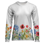 Женский 3D лонгслив с цветочным орнаментом понизу