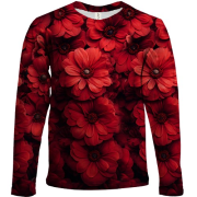 Детский 3D лонгслив с красными хризантемами
