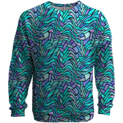 3D свитшот с волнистым голубым витражом