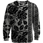 3D свитшот с черной вышиванкой и цветами