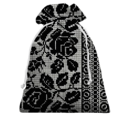 3D Подарунковий мішечок з чорної вишиванкою та квітами