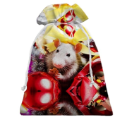 3D Подарунковий мішечок з новорічної щуром і подарунками 2020