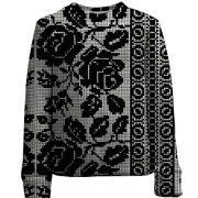 Дитячий 3D світшот з чорної вишиванкою та квітами