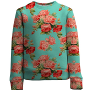 Детский 3D свитшот с розами на обоях