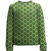 Детский 3D свитшот с ромбовым узором на салатовом фоне