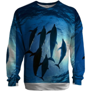 3D світшот з дельфінами