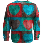 3D світшот с сердечками в квадратах