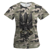 Жіноча 3D футболка Сокіл зі змією (Котофляж)