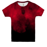 Детская 3D футболка Красно-черный дым с Тризубом