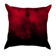 3D подушка Красно-черный дым с Тризубом