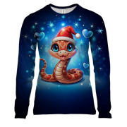 Жіночий 3D лонгслів з новорічною змією